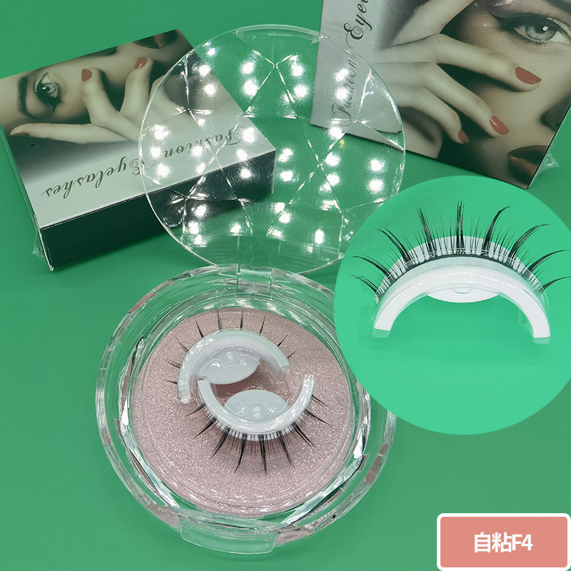 Pestañas postizas autoadhesivas cálidas un par de pestañas caja de cristal tira adhesiva doble sin pegamento pestañas postizas tridimensionales