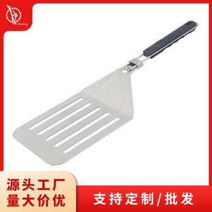 Stainless Steel Foldableable Pizza Shovel Oak Square Cake Safety Transfer Shovel Baking Tool Cake Shovel with Holes