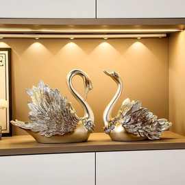 轻奢高级感天鹅酒架摆件家居客厅酒柜电视柜装饰品餐边柜摆设乔迁