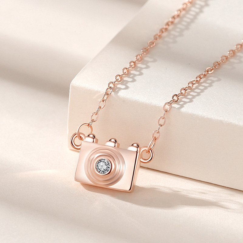 S925 collar de plata esterlina collar de la Cámara de las mujeres al por mayor de las mujeres en línea fotografía roja personalidad simple coreana creativa Cadena de clavícula