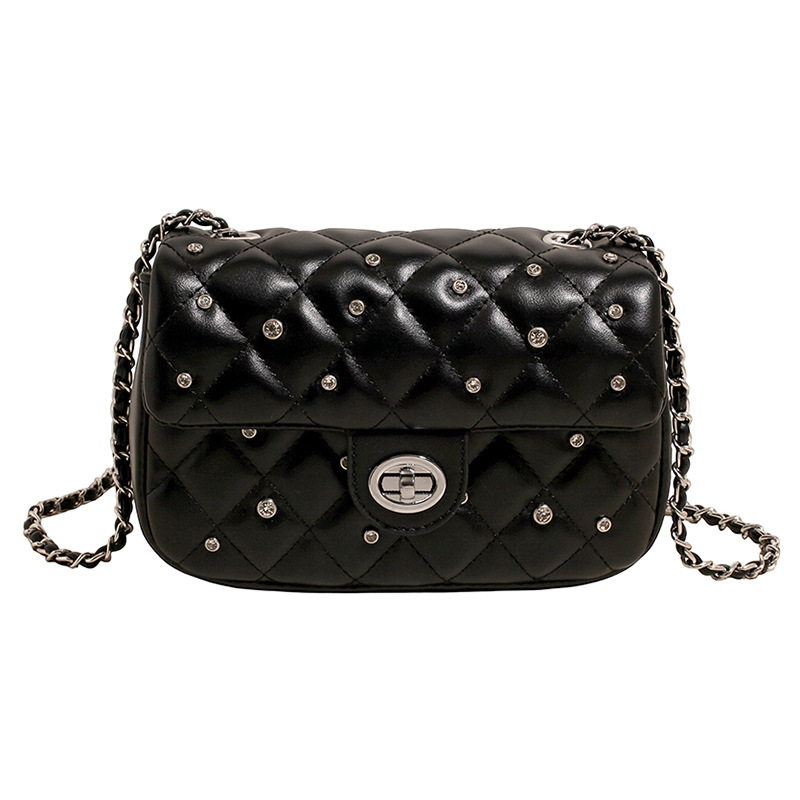 Bolso cuadrado pequeño de cadena de rombos de fragancia transfronteriza para mujer 2025 nuevo bolso de hombro de estilo occidental de todo fósforo bolso de mensajero de moda de moda