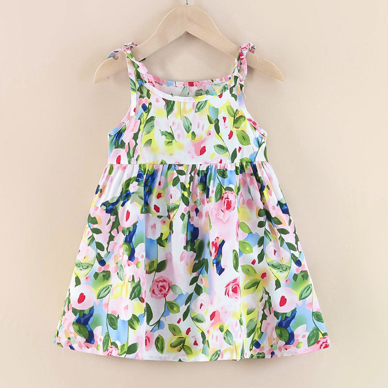 Girls Cotton Silk Suspender Skirt Kidsren's Dress Summer Korean Style Princess Beach Skirt Baby Girl Artificial Cotton Vest Dress