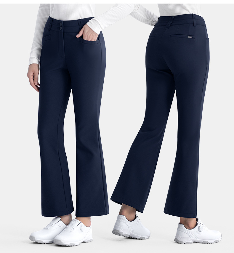 Quần golf nữ PGM hai lớp cạp cao ống loe giữ ấm tôn dáng — KUZ190-Quần ống loe màu đen, KUZ190-Kaki Sừng, KUZ190-Quần ống loe màu xanh hải quân, KUZ190-Quần ống loe màu trắng chi tiết 13