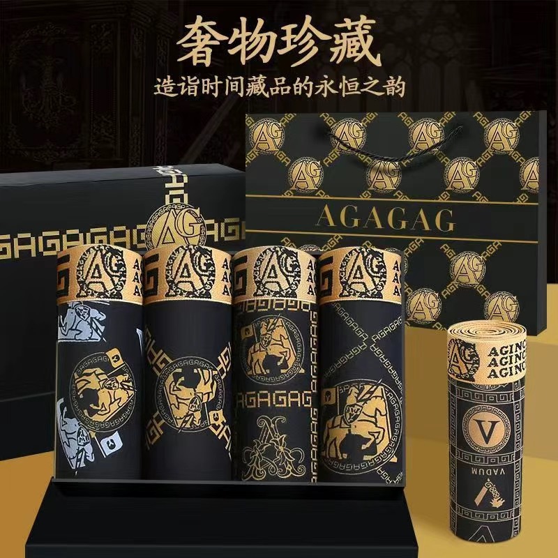 Lugukawa Manufacturer Wholesale Black Gold Printed Men's Underwear Men's Boxer Briefs Four-Season Breathable Boxer Briefs