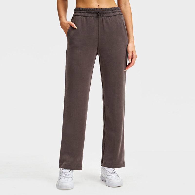 lulu pantalones de piernas anchas, pantalones de camisa rectos, pantalones de camisa de estilo relajado, secado rápido, pantalones de cintura alta transpirables, 28 "