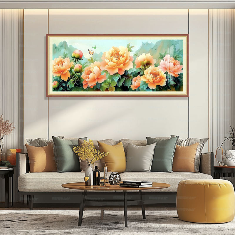 [Algodón importado] Mona Lisa Real bordado a mano Peony nuevo estilo chino sala de estar bordado a mano image 4