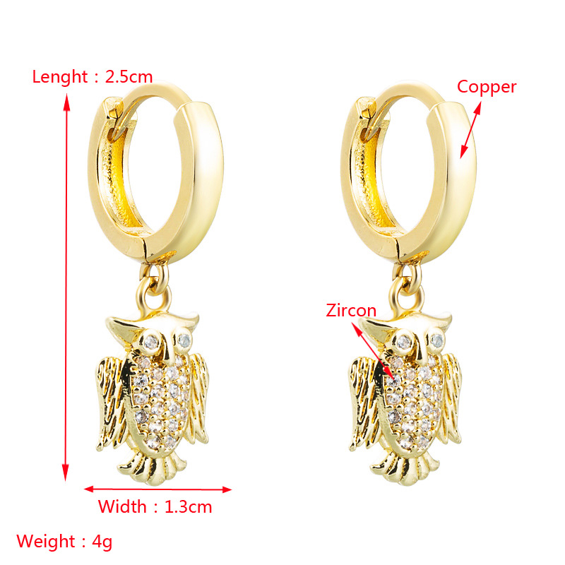 Wholesale Jewelry Hollow Owl Leopard Squirrel Copper Earrings Nihaojewelry display picture 1