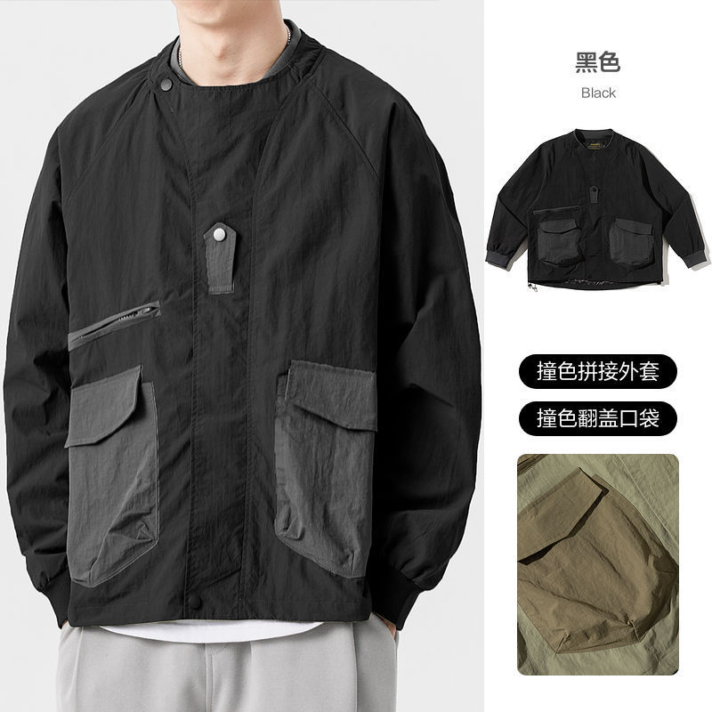 山系レトロ風衣薄手アウトドア日系機能郭形ゆるいコートジャケット男女カジュアル格好いい上着|undefined