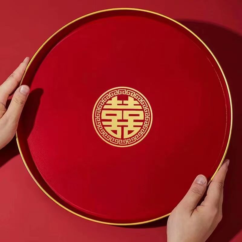 Wedding happy disk wedding tray round hi -character red plate bride…
