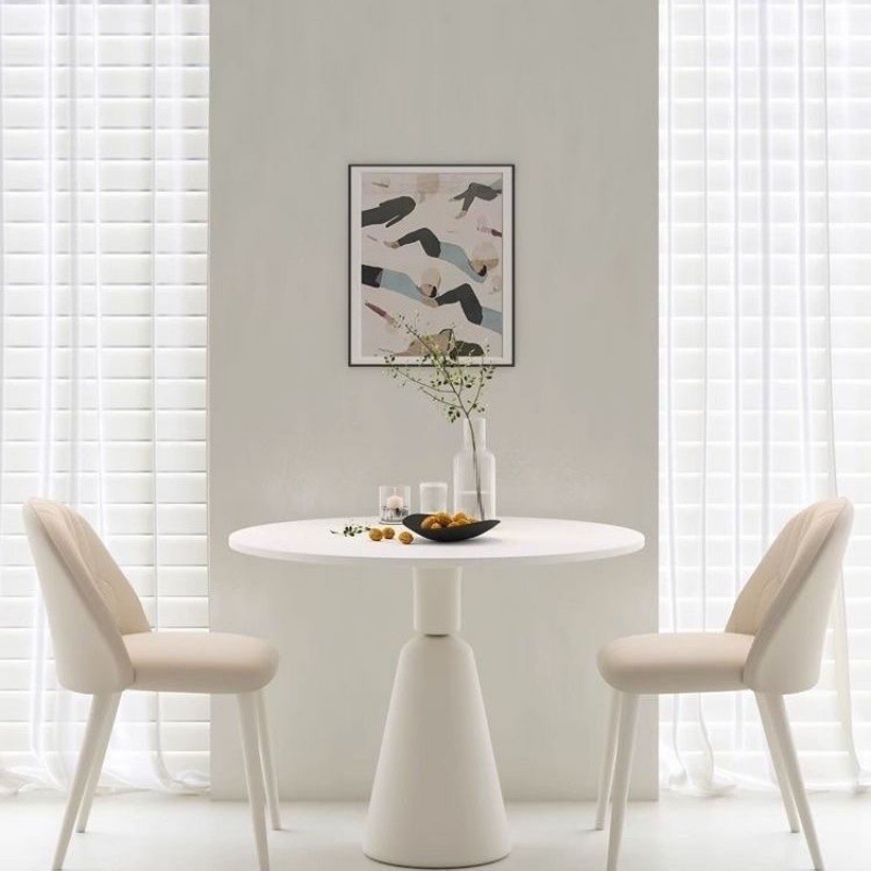 60CM 원형 슬레이트 싱글 테이블 + 푹신한 의자 2개