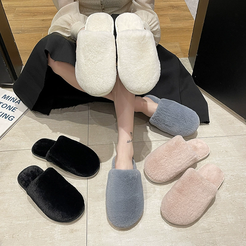 Новые плюшевые тапочки женские толстые теплые хлопковые тапочки на флисовой подкладке домашние пушистые тапочки производители оптом и в розницу