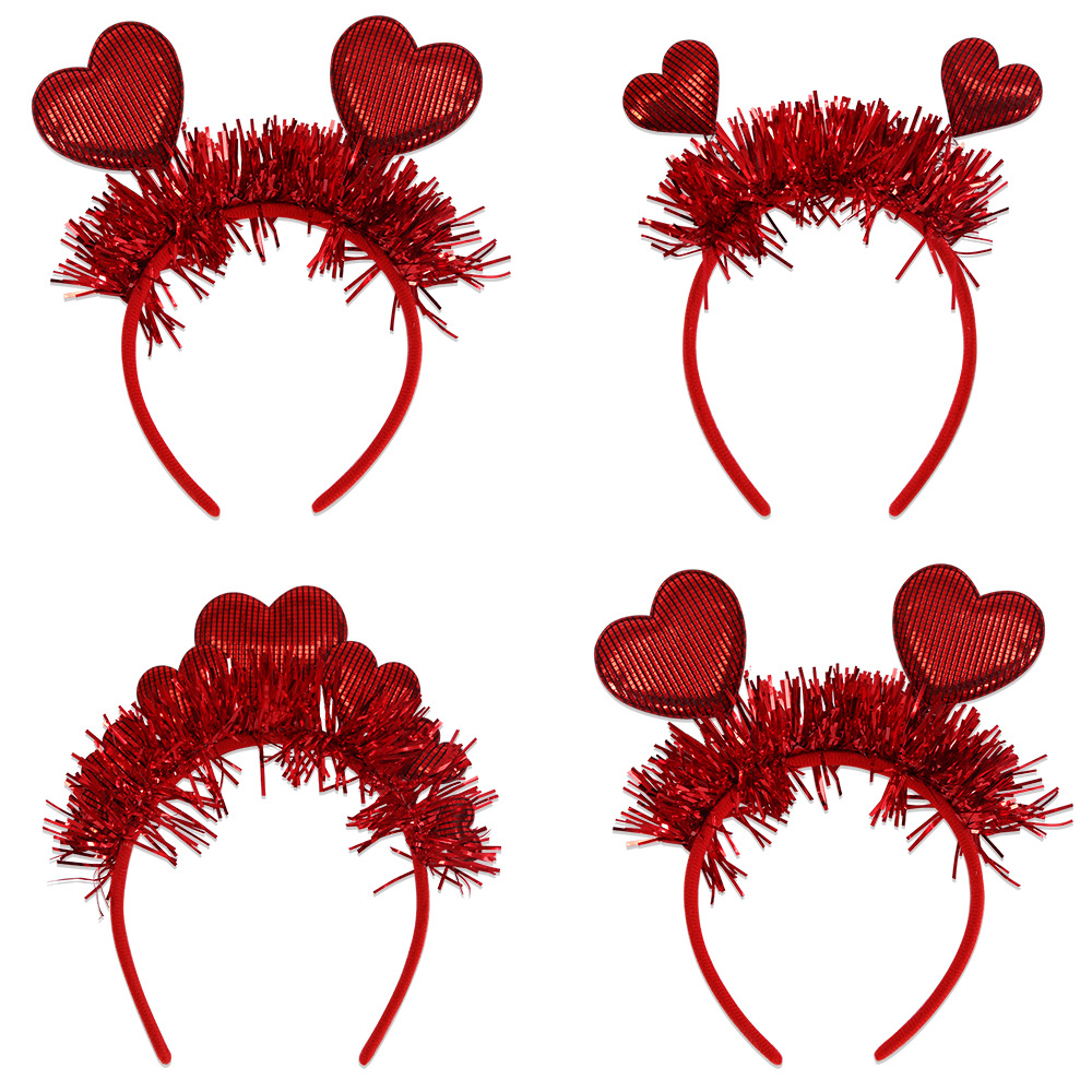 Nueva diadema de amor rojo Día de San Valentín en forma de corazón tocado de color decoración de fiesta de boda de cumpleaños diadema de corazón de melocotón rojo