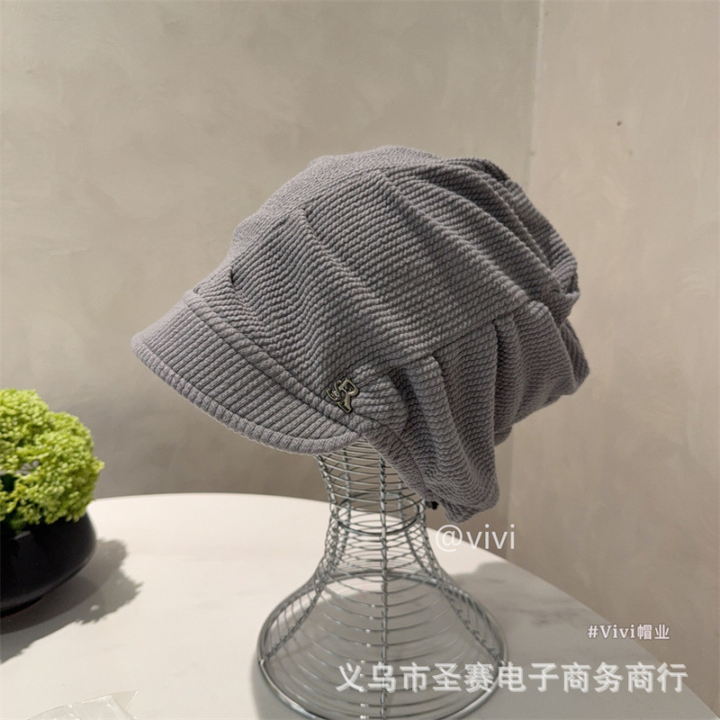大头围方圆脸冷帽秋冬复古日系套头堆堆帽子女保暖护耳百搭包头帽|undefined