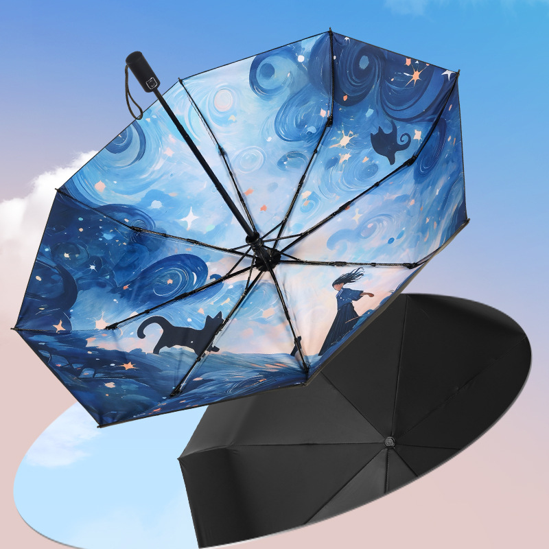Cartoon umbrella solar-powered for men and women