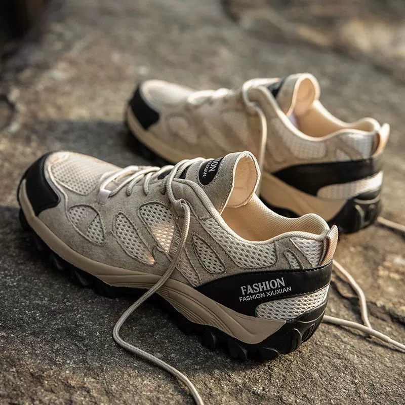 Экспортная торговля в Италию, летние дышащие сетчатые туфли для мужчин, натуральная кожа, повседневные спортивные туфли для активного отдыха и походов.