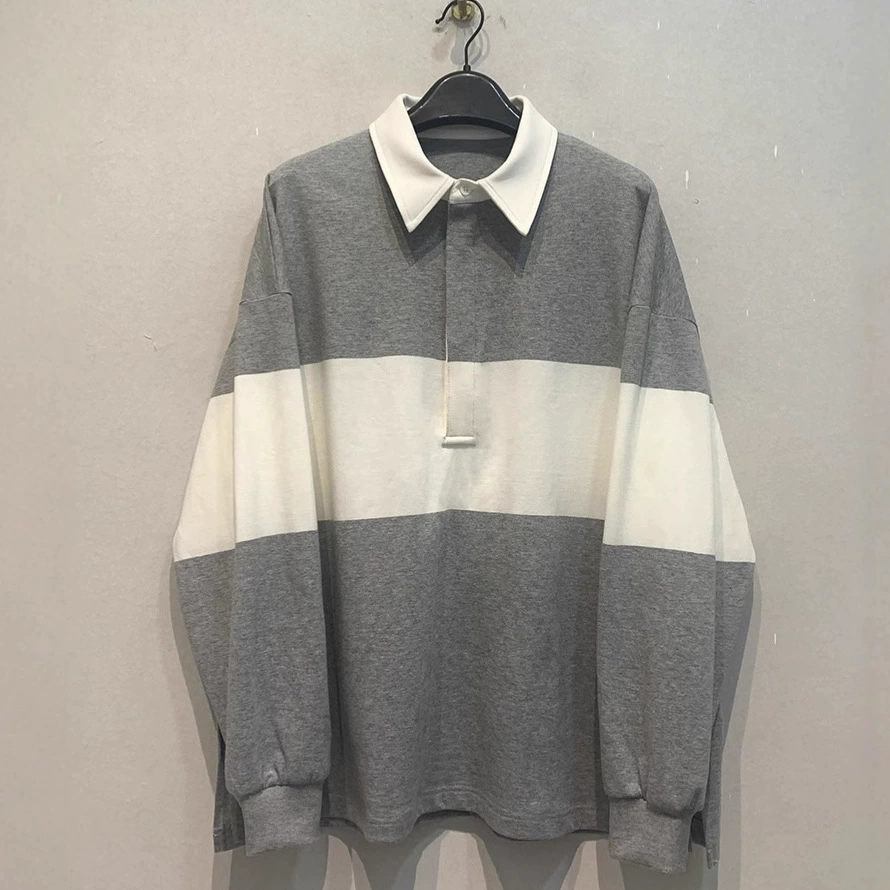 Осенне-Зимняя Новая повседневная футболка в японском стиле с лацканами в полоску, свободный профиль, приятный для кожи удобный Топ для женщин