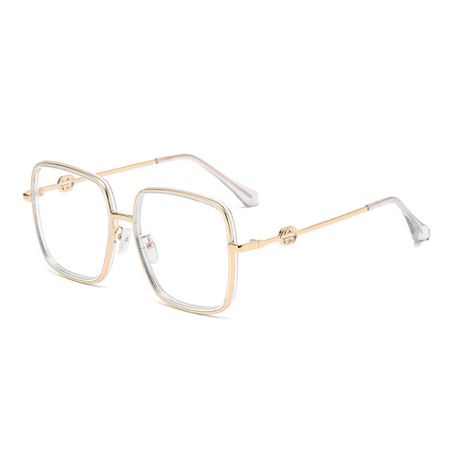 2024 new fashion anti-blue light glasses, square frame flat glasses, wear with concave shape to look slim without makeup