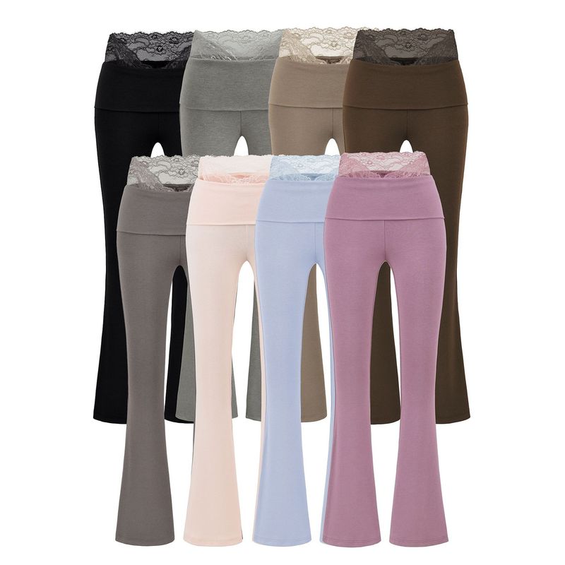 Ballet Beauty Lace Splicing Slightly Spicy Pants High-Waisted Slimming Yoga Flared Pants Drapey Slightly Flared Casual Pants for Women Autumn