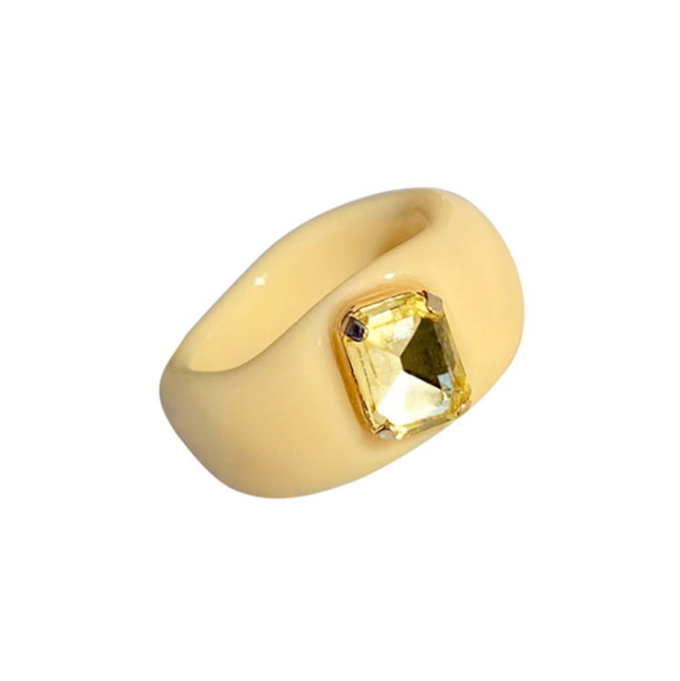 Inlay Design Wholesale Jewelry Ig Style Geometric Resin Rhinestones Inlay Rings