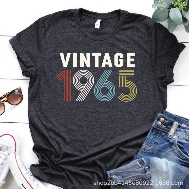 1957 VINTAGE Цветная футболка с коротким рукавом с цифровым принтом, Свободный Топ AliExpress, трансграничная поставка