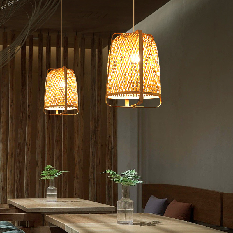 Lámpara de bambú cama y desayuno japonés antiguo linterna bambú arte personalizado lámparas creativas restaurante chino casa té Zen iluminación