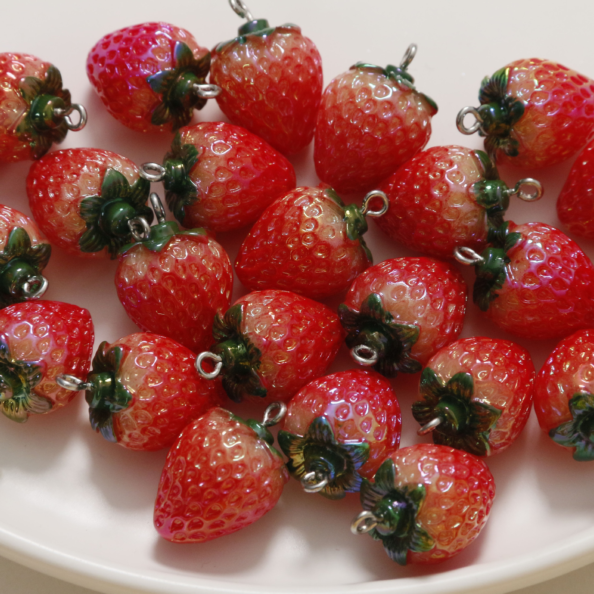 6g Weight Pendant Jewelry Making Type 24*15mm Jewelry Making Size DIY Jewelry Accessories Classification 1 Piece Quantity Resin Material Strawberry Pattern Plating Design Cute, Sweet Style 1 Piece 24*15mm Resin Strawberry Pendant 1