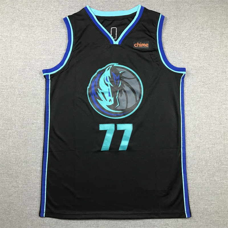Snow Mountain Edition Black City Edition Embroidered Blue Ball Suit Mavericks Vest No.77 Luca Doncic Vintage