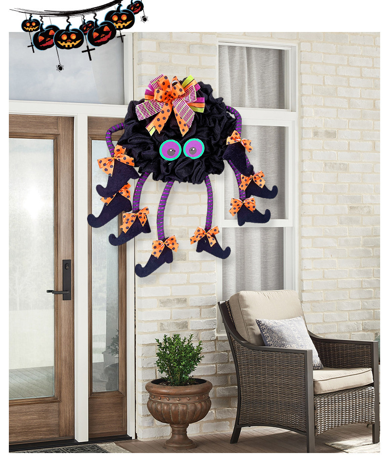 2023 Halloween Multi Leg Witch Wreath Pendant Front Door Decoration Props Party Dress Up_voghion.com