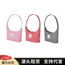 emis韩国潮牌格子腋下包可爱少女手提包纹格小众设计轻便单肩包