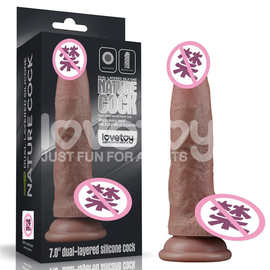 lovetoy外贸假阳具女用青筋双层硅胶假阴茎女人自慰器LV411041批