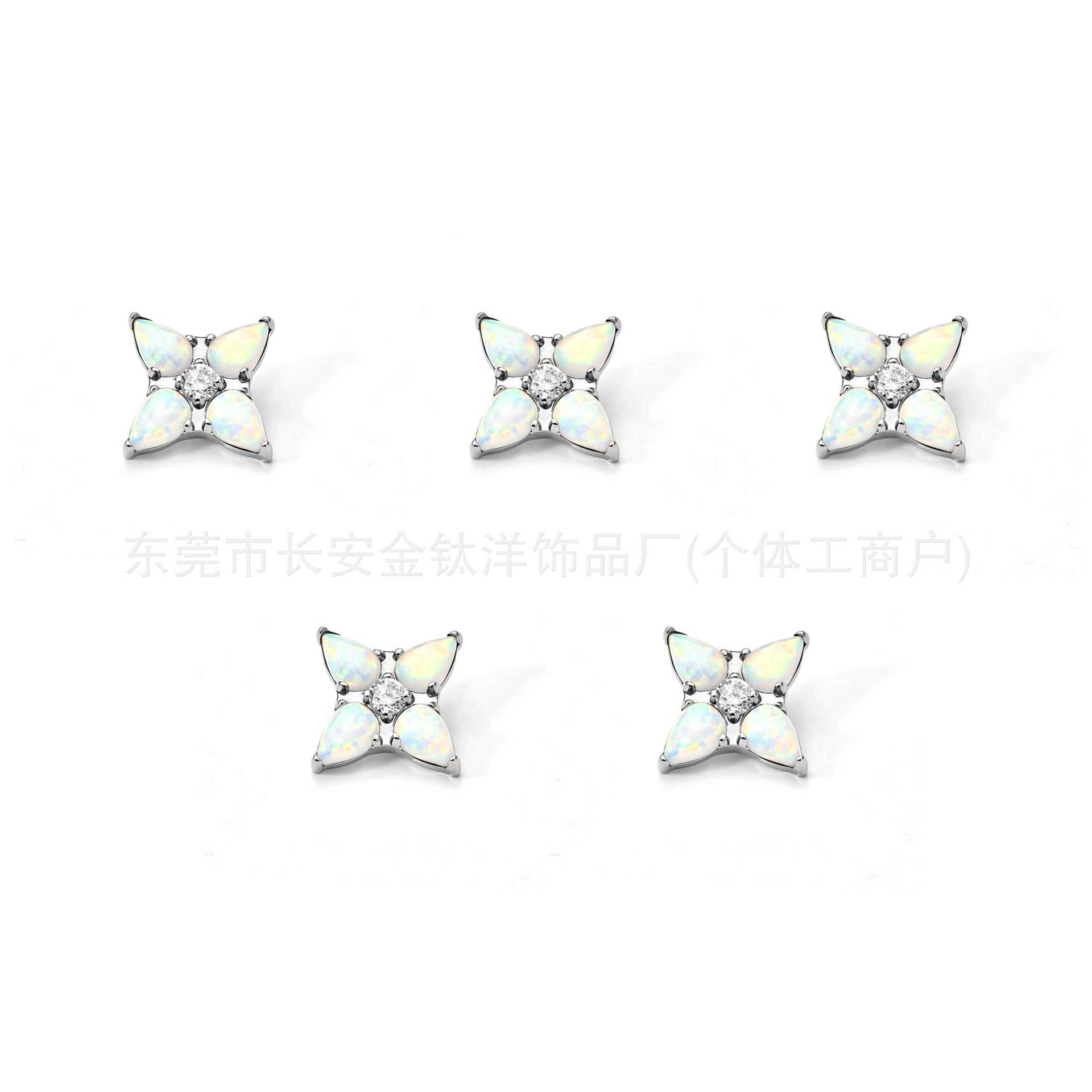 F136 Titanium Water Drop Opal Eight-Pointed Star Zircon Lip Stud Ear Bone Stud Ear Stud G23 Titanium Alloy Body Piercing Jewelry detail image 8