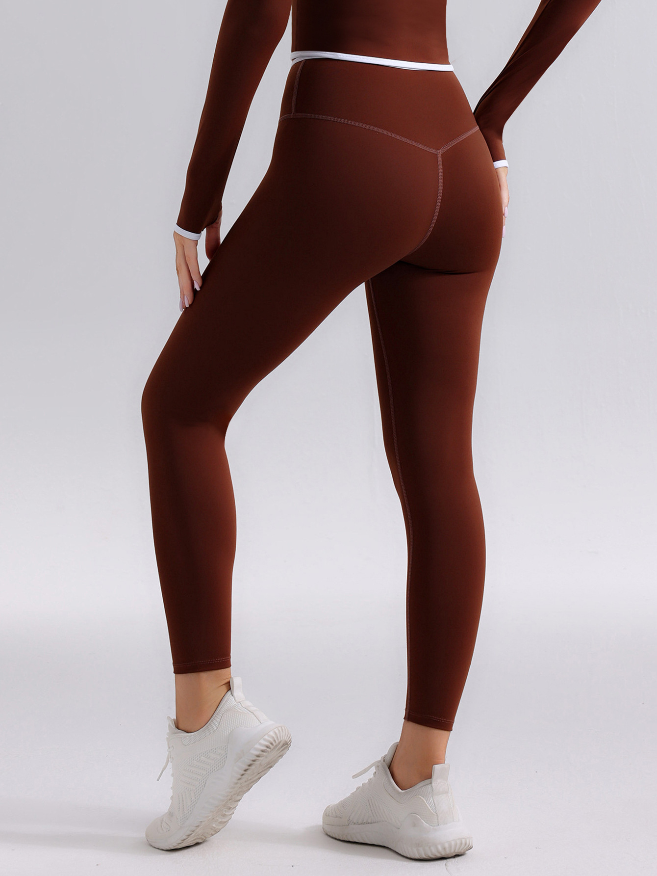 Color desnudo, cintura alta sin líneas avergonzadas, ropa de mujer, correr, acondicionamiento físico, adelgazamiento, leggings de nueve puntos