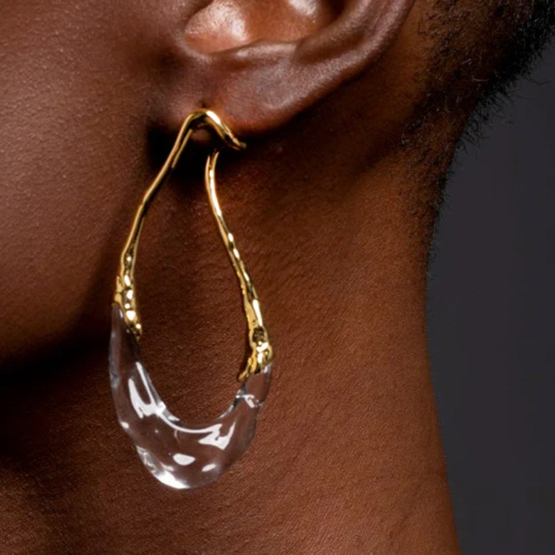 Exaggerated Designer Earrings Vintage Style Gold Plated Silver Pin_voghion.com