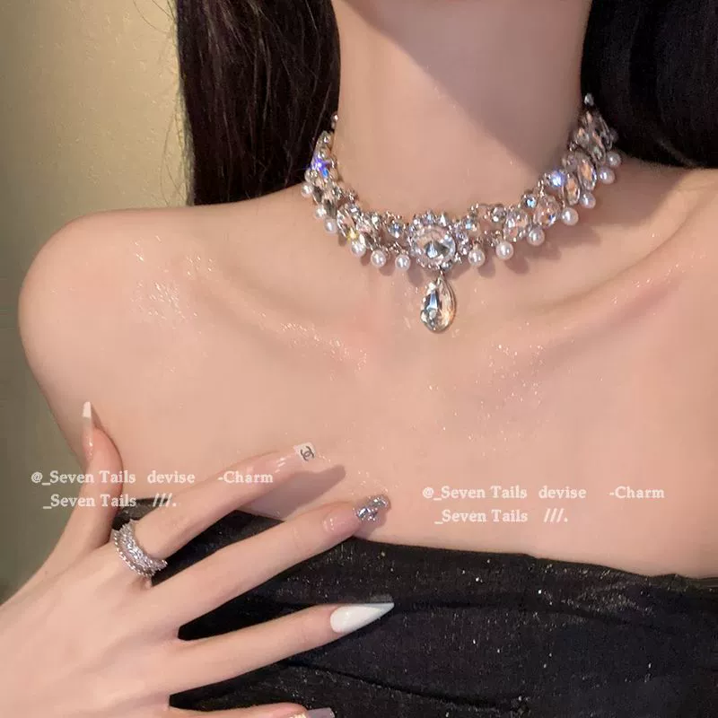 Жемчужное бриллиантовое капельное цветочное ожерелье