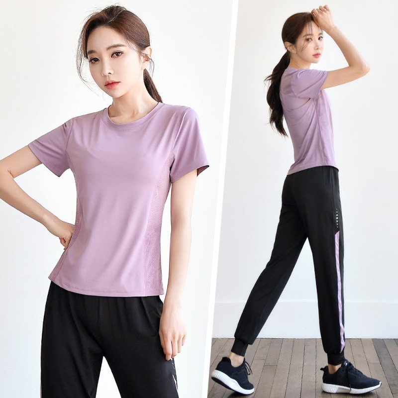여름철 여성용 속건성 의류 런닝 루즈 요가복 2023 하이엔드 프로페셔널 모닝 스포츠웨어 슈트 짐 패션