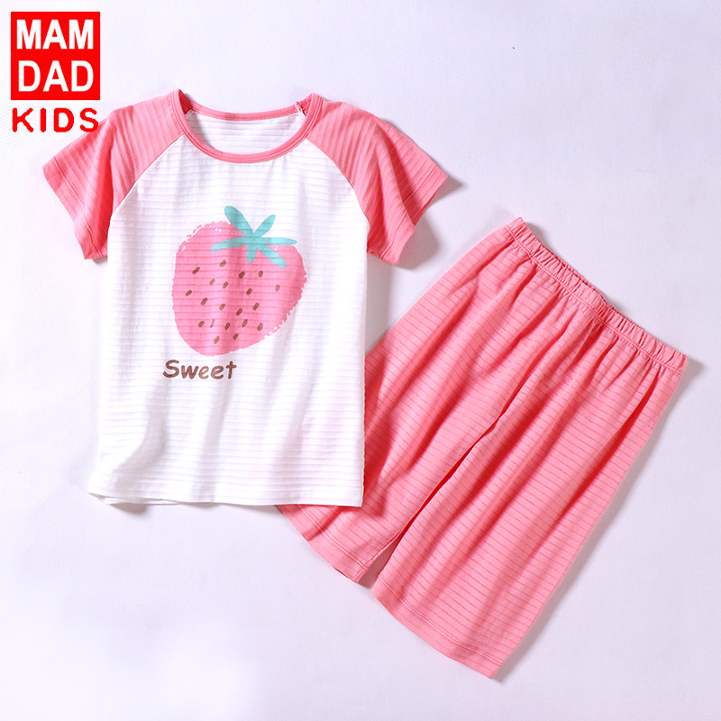 어린이 가정 의류 잠옷 세트 여름 면 홈 속옷 세트 소녀 얇은 에어컨 옷 어린이 의류 두 조각