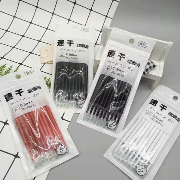 10 bags ST head press refill 0.5 quick-drying press pen replacement core black ink pen neutral refill wholesale