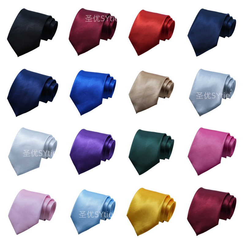 Dress tie men's Korean Japanese students solid color 8CM hand-made black red purple white bright business wear Dress tie men's Korean Japanese students solid color 8CM hand-made black red purple white bright business wear