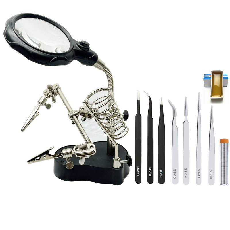 跨境手机主板数码设备维修工具台 维修辅助夹带灯放大镜801支架