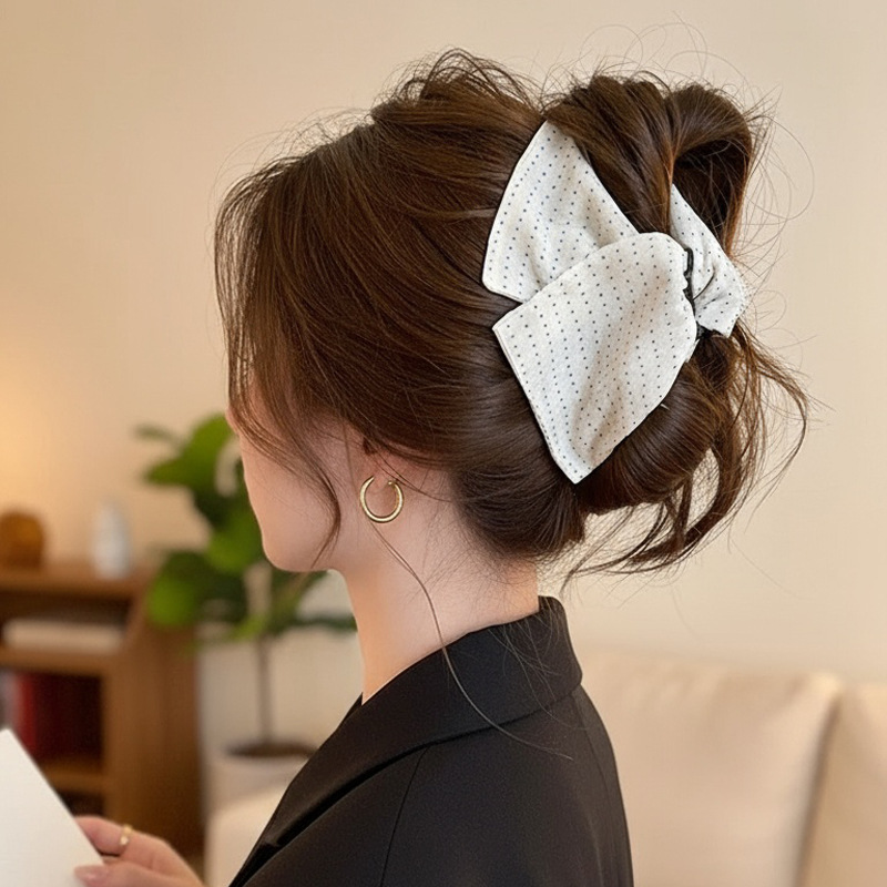 Белая заколка-крабик, 13см