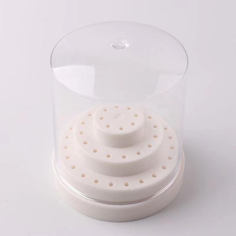 Manicura molienda cabeza caja de almacenamiento manicura molienda cabeza caja de limpieza polvo pantalla caja manicura caja de almacenamiento colección de herramientas