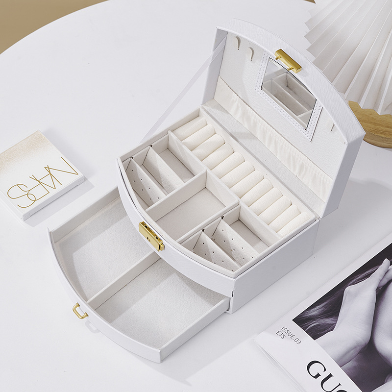 Caja de joyería multifuncional alta sensación de joyería anillo collar pernos de escritorio acabado de almacenamiento caja de joyería fábrica al por mayor