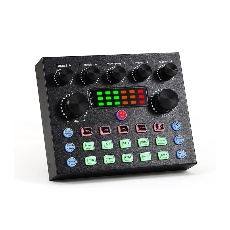 Venta caliente transfronteriza tarjeta de sonido V8S versión en inglés tarjeta de sonido en vivo teléfono móvil computadora equipo de canto universal traje