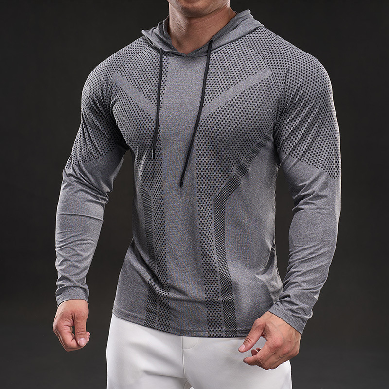 70227 Domineering Muscle Style 2025 Новая быстросохнущая футболка из ледяного шелка с длинными рукавами Мужская повседневная спортивная эластичная футболка для фитнеса на открытом воздухе