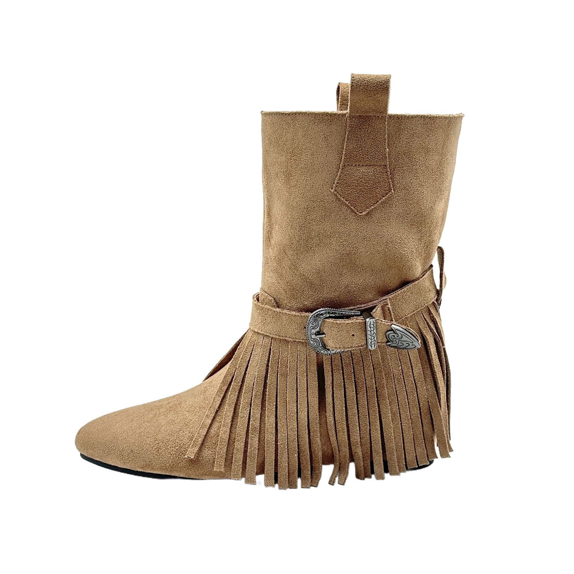 Botines Vaqueros para Mujer con Aumento de 5 cm, Terciopelo, Antideslizante, para Otoño e Invierno