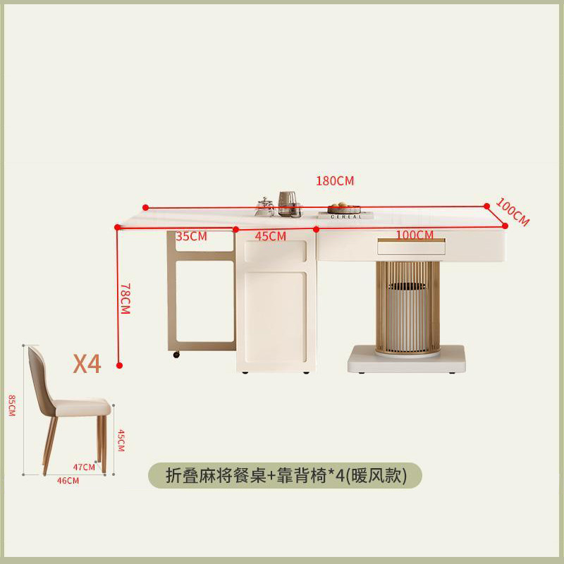 Mesa de mahjong, mesa de té, mesa de comedor de tablero de roca plegable, combinación de mesa y silla, todo en uno, hogar moderno y simple, apartamento pequeño, nuevo