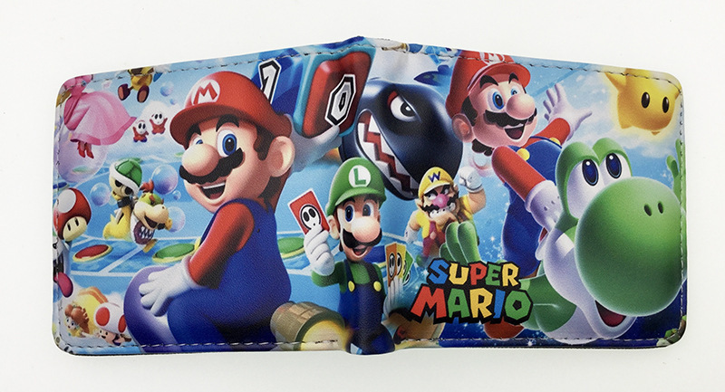 Nuevo Super Mary cartera corta Super Mario estudiante unisex pu cuero Snap cartera