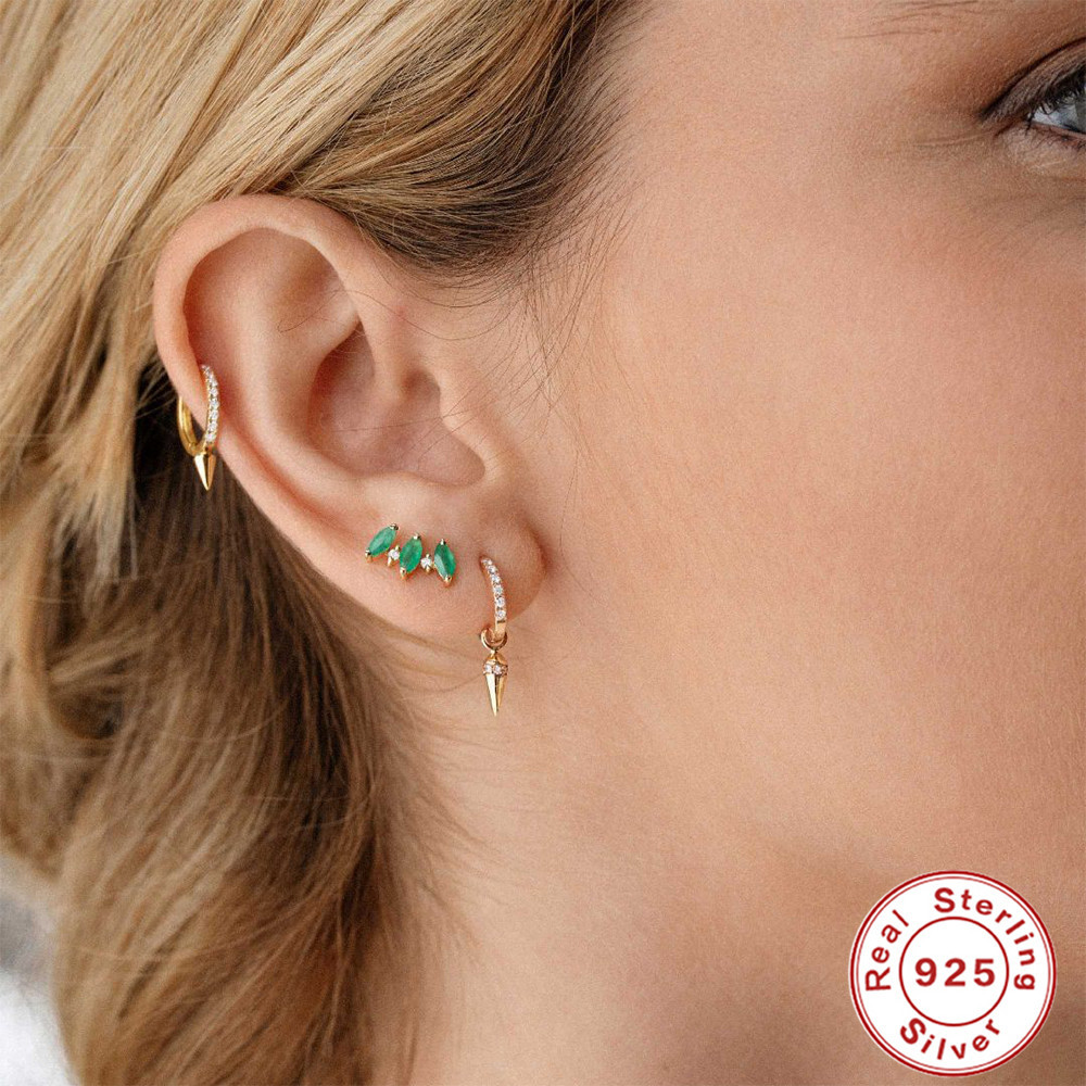 1 Pair Quantity 1 Pair 925 Sterling Silver Zircon Geometric Ear Studs