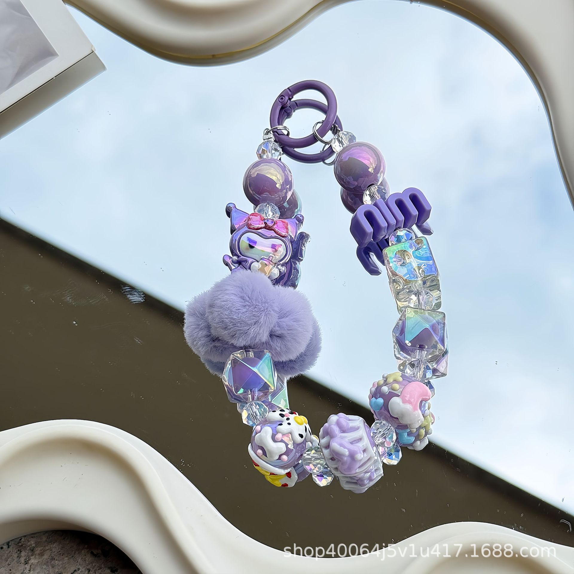 보라색 체인(랜덤 핸드페인팅 비즈)