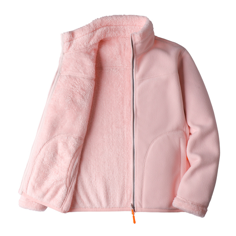 Women's Clothing Polar Fleece Tops Trendy Brand Double sided Thickened Coral Fleece Sweater Cardigan_voghion.com